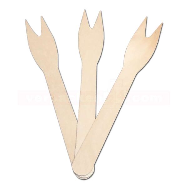Holzbesteck - Holzgabel, Snack, 2 Zinken 120 mm