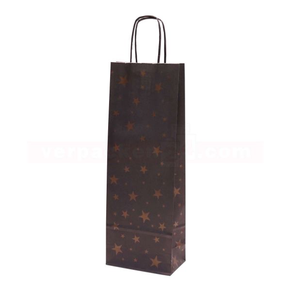 Weihnachts-Flaschentaschen Papierkordel - Xmas Stars 14+ 8x39cm