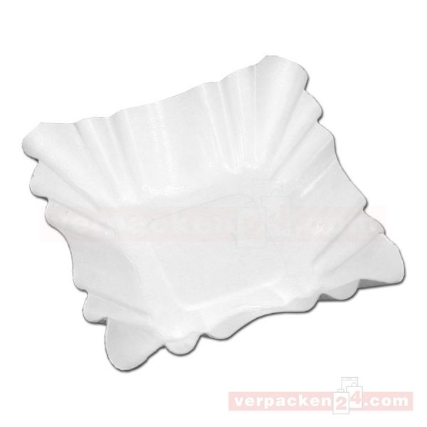 Pappschalen quadratisch - weiß - mit Fettbarriere - 9x9x3cm