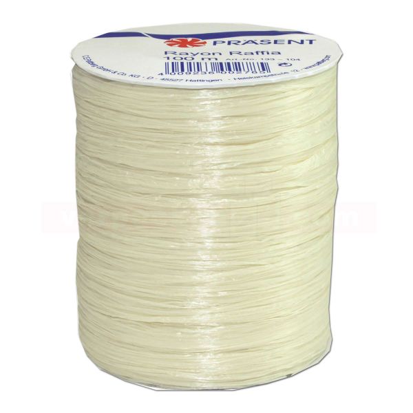 Bastband auf Spule - Rayon Raffia - 100 m - matt beige (104)