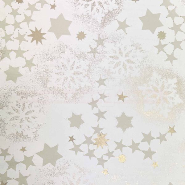 Weihnachts Geschenkpapier St 914182, Rolle 70cm, Sterne weiß