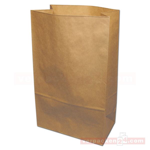 Blockbodenbeutel, braun - Amerik. Einkaufstasche - 32+17x52 cm