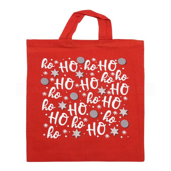 Weihnachts-Baumwolltasche - Hohoho - 38x42cm - kurze Henkel