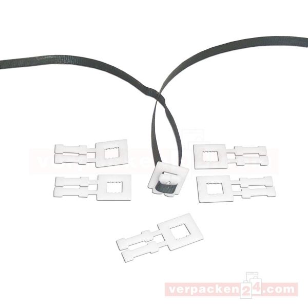 Zugschnallen weiß - Kunststoffschnallen PP-Umreifungsband - 13mm