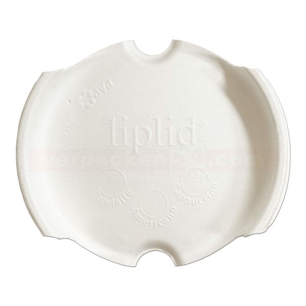Liplid Deckel Bagasse weiß - Ø 90mm - flach - für Kaffeebecher