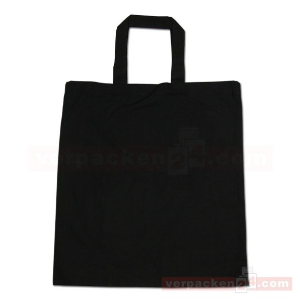 Baumwolltragetasche, schwarz, 2 kurze Henkel - 38x42 cm