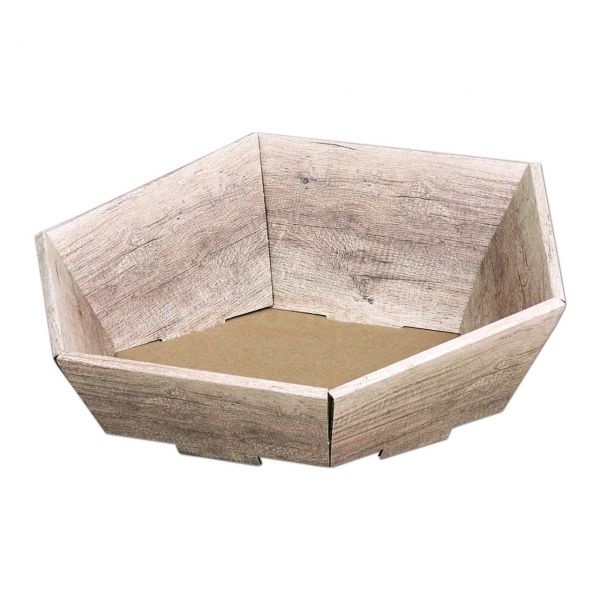 Präsentkorb Wood - 6-eckig - edle Holzoptik