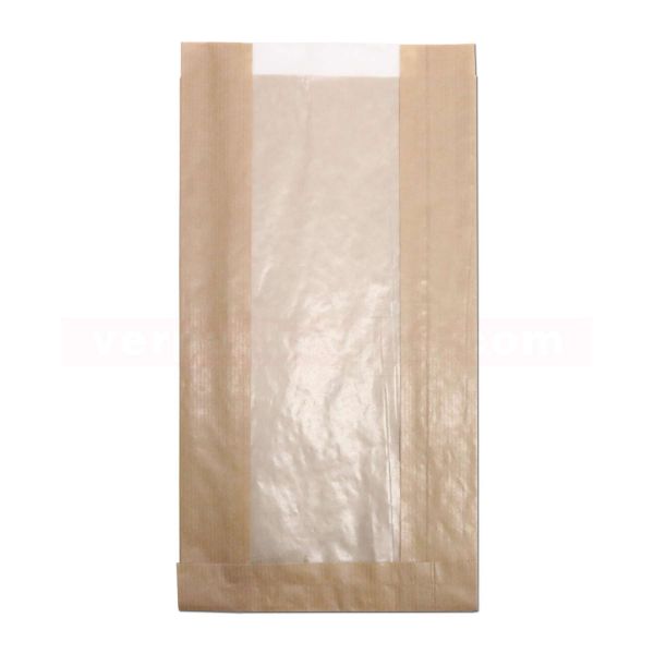 Sichtstreifenbeutel - braun Kraftpapier - Pergamynfenster