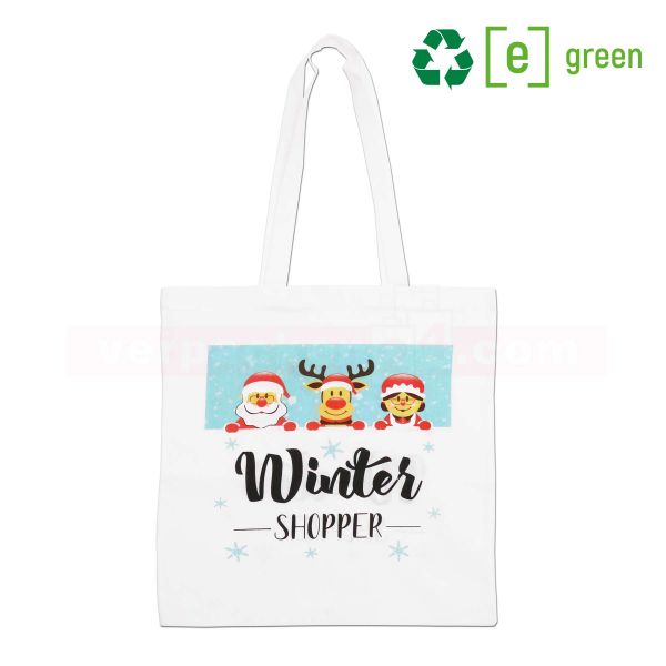 Weihnachts-Baumwolltasche - Winter Shopper - 38x42cm - lange Henkel