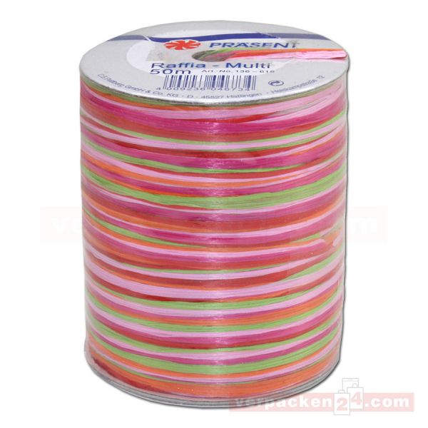 Bastband auf Spule - Raffia Multicolour 50 m - rosa (616)