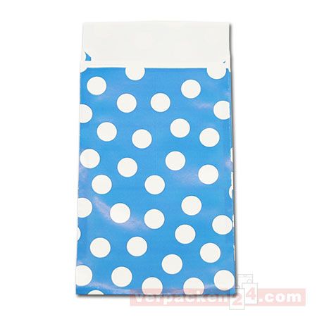 Geschenkflachbeutel, neutral - P030 Punkte blau