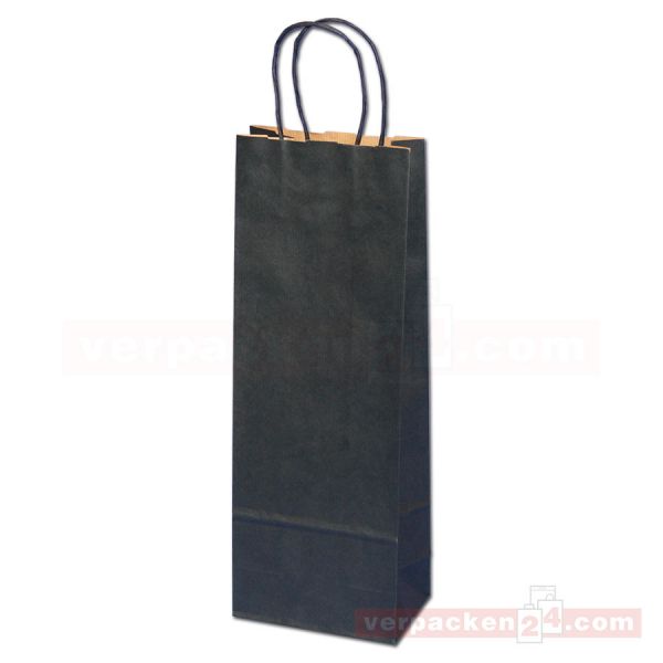 Wein-Flaschentasche mit Kordel, 1 Flasche 15+8x40cm - dunkelblau