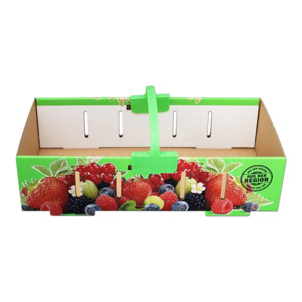 Beerenkorb Wellpappe, mit separatem Griff - ca. 2500 g