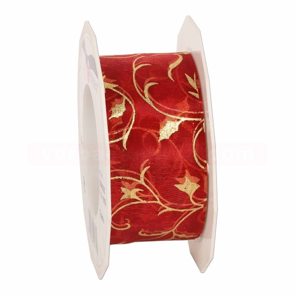 Schleifenband Weihnachten Toledo Rolle 20 m, 40 mm - rot