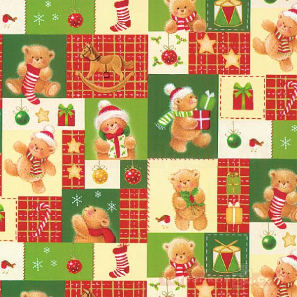 Weihnachts Geschenkpapier St 38441, Rolle 50 cm - Teddybären