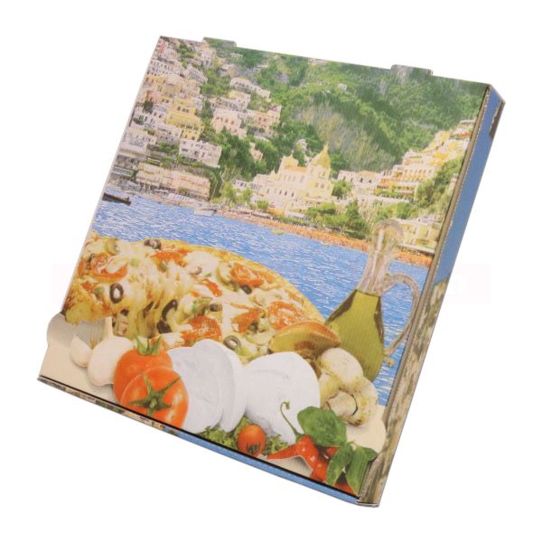 Pizzakarton, weiße Feinwelle neutral - 24x24+3cm