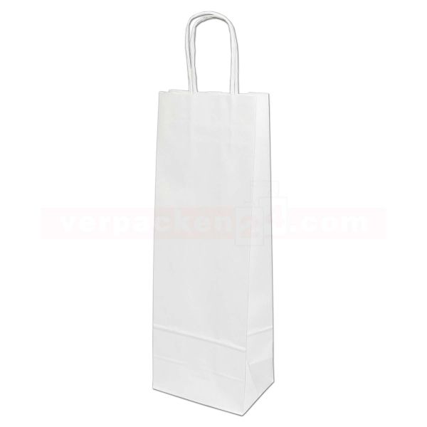 Wein-Flaschentasche mit Kordel, 1 Flasche 15+8x40cm - weiß