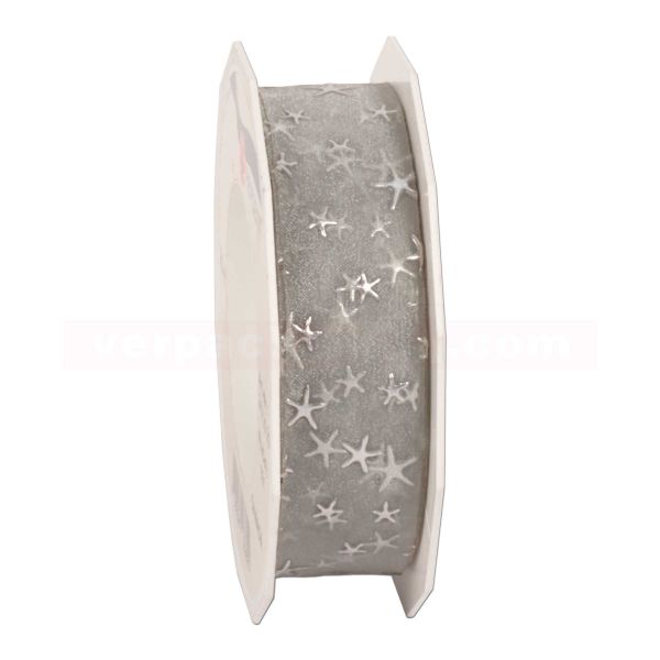 Schleifenband Weihnachten Canada Rolle 20 m, 25 mm - silber