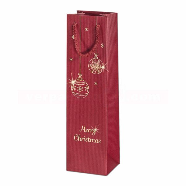 Weihnachts-Flaschentaschen Exclusiv - Linea Goldkugeln Bordeaux