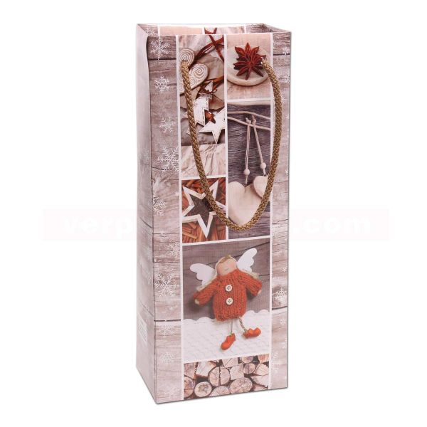 Weihnachts-Flaschentaschen Exclusiv - Vintage Stars 13+ 9x36cm