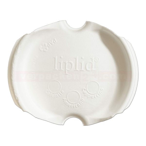 Liplid Deckel Bagasse weiß - Ø 80mm - flach - für Kaffeebecher