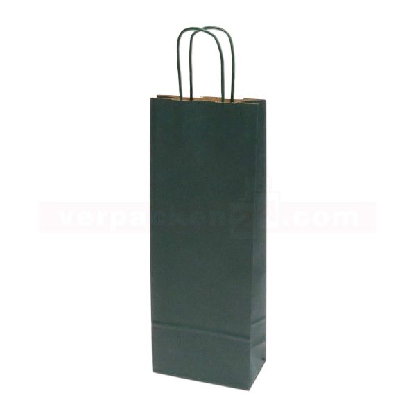 Wein-Flaschentasche mit Kordel, 1 Flasche 15+8x40cm - dunkelgrün