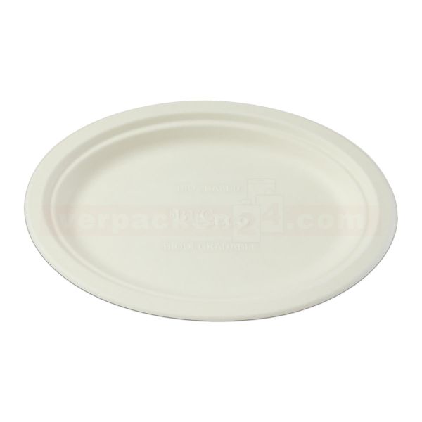 Teller oval - Wooden Fiber, Holzfaser kompostierbar - 25x20cm