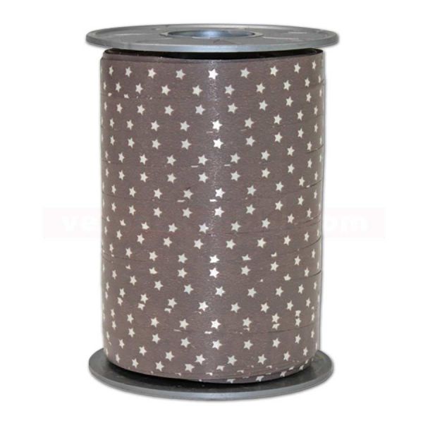 Glanzband Weihnachten - Sterne Rolle, 10 mm - taupe