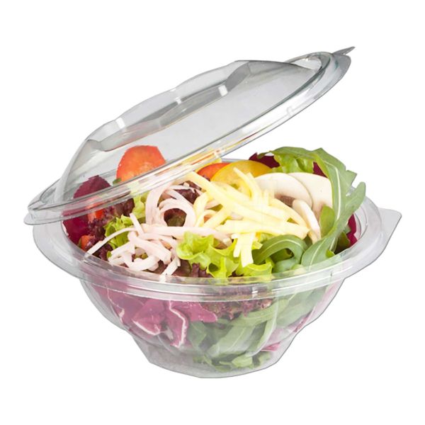 Salatschale MIA mit Domdeckel, rPET glasklar, rund
