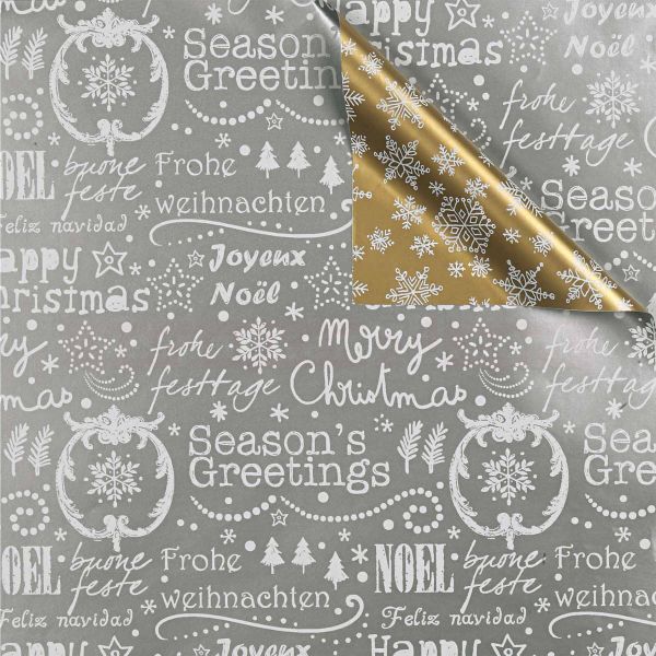 Weihnachts Geschenkpapier Zo 7A5603, Rolle 50cm, Schrift silber