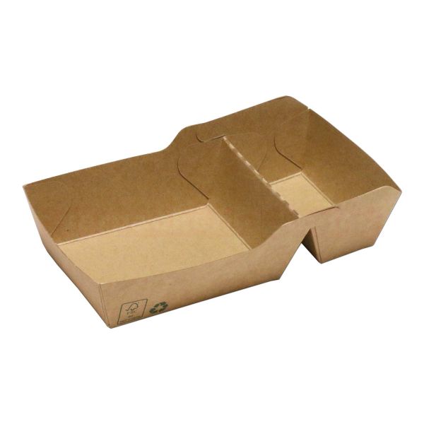 Foodtray braun - Snackschale 2-geteilt - 110+50x95x35mm