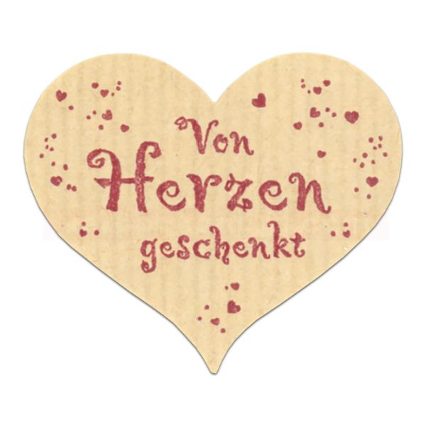 SKL-Etiketten, Herzform, Von Herzen geschenkt - 49x41mm