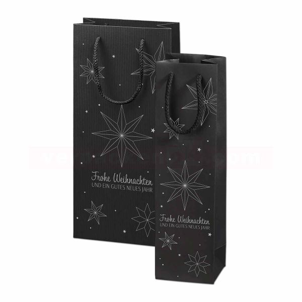 Weihnachts-Flaschentaschen Exclusiv - Linea Weihnachtssterne Schwarz