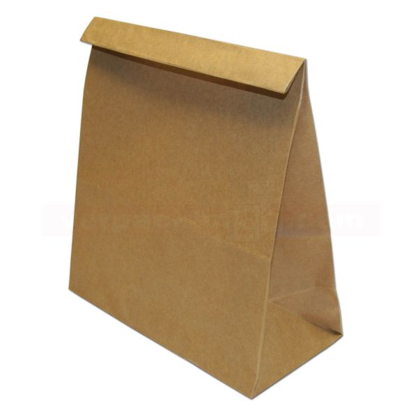 Blockbodenbeutel, braun - Lunchtüte Fastfood - 26+17x34 cm