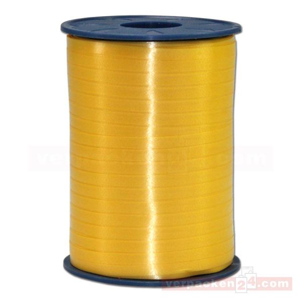 Glanzband auf Rolle 500 mtr., 5 mm - goldgelb (605)