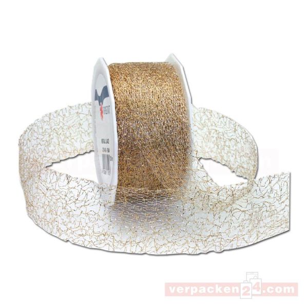 Schleifenband Weihnachten - Lace, Rolle 40 mm - gold metallic