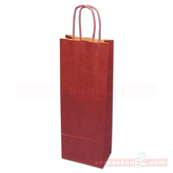 Wein-Flaschentasche mit Kordel, 1 Flasche 14+8x39cm - bordeaux