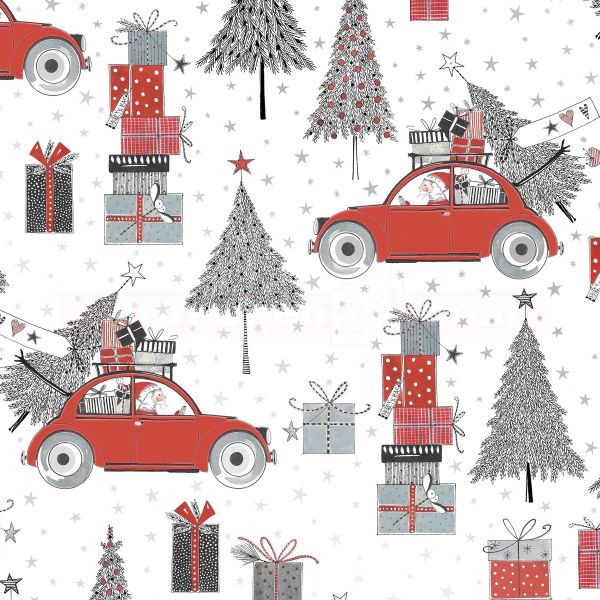 Weihnachts Geschenkpapier St 921228, Rolle 50cm - Nikolaus Auto