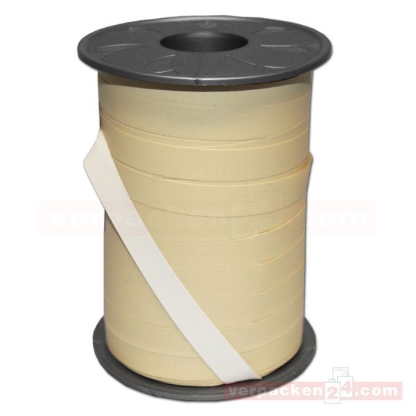 Geschenkband auf Rolle - BICOLOUR 200 mtr., 10 mm - weiß/beige