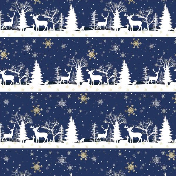 Weihnachts Geschenkpapier Zo 5A14381, Rolle 50cm, Rehe blau