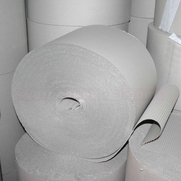 Wellpappe, grau, einseitig glatt, Rolle à 70 m