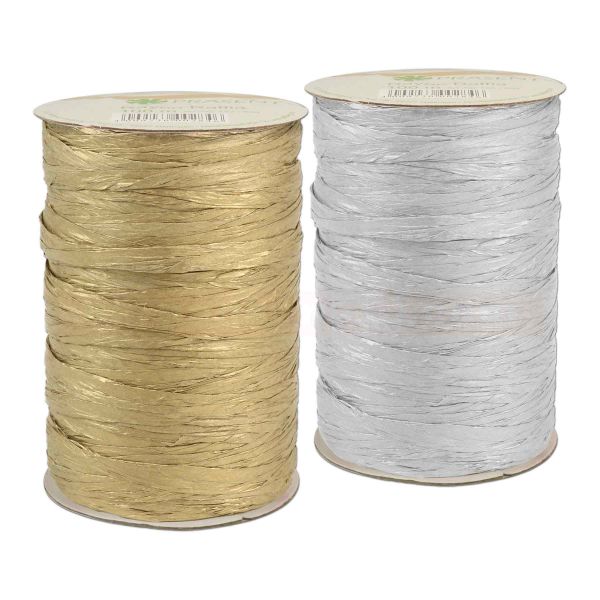 Bastband auf Spule - Raffia Metallic Bast - 100 m