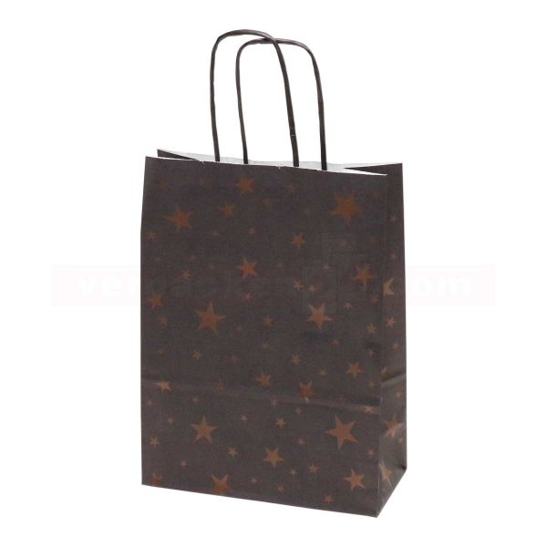 Weihnachts-Papiertragetaschen - Xmas Stars - Papierkordel
