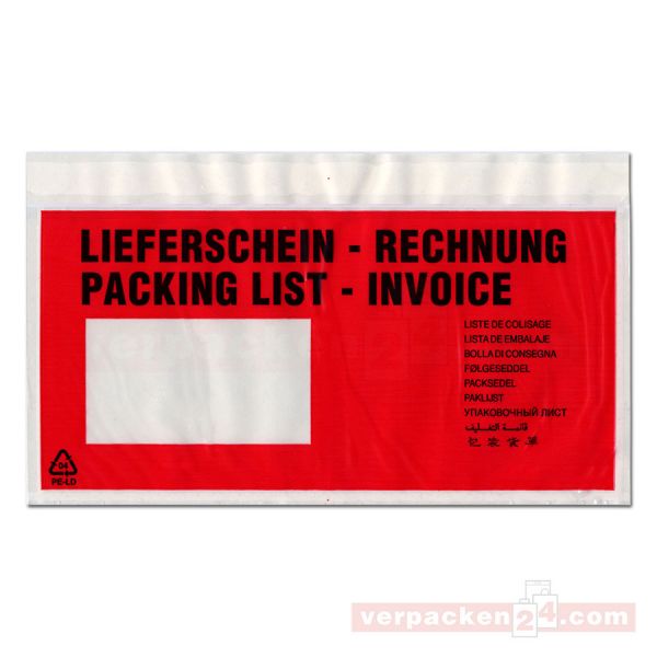 SKL-Lieferscheinhüllen, transparent - LS/RE - lang DIN