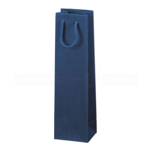 Flaschentaschen Welle offen, blau - 1 Flasche - Wein - Sekt