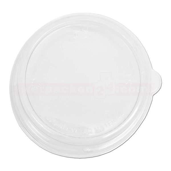 Bagasse-Salatschale rund - DECKEL - kristallklar, recycelbarem PET