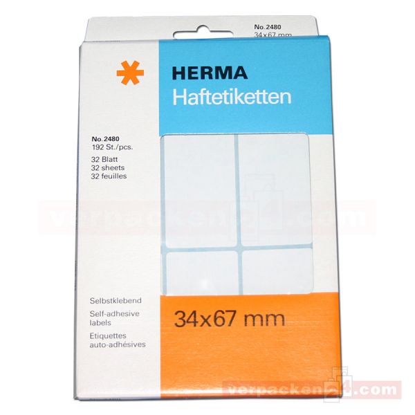 Herma Haftetiketten, weiß - 34x67 mm