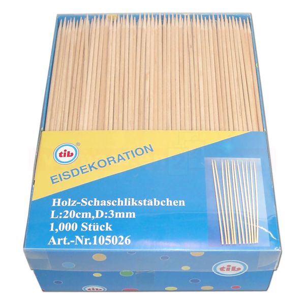 Holzbesteck - Schaschlikspeile, Bambus - 200 mm