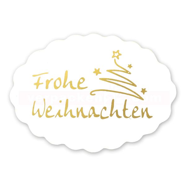 SKL-Etiketten Weihnachten - Frohe Weihnachten gold - oval 42x30 mm