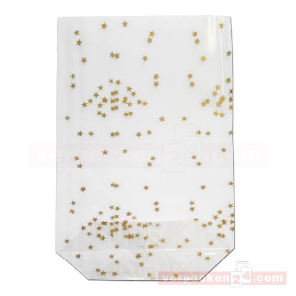Weihnachts-PP-Bodenbeutel - Goldene Sterne